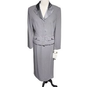 Cynthia Howe by Maggy Boutique Grey Skirt Suit Size 6 NWT